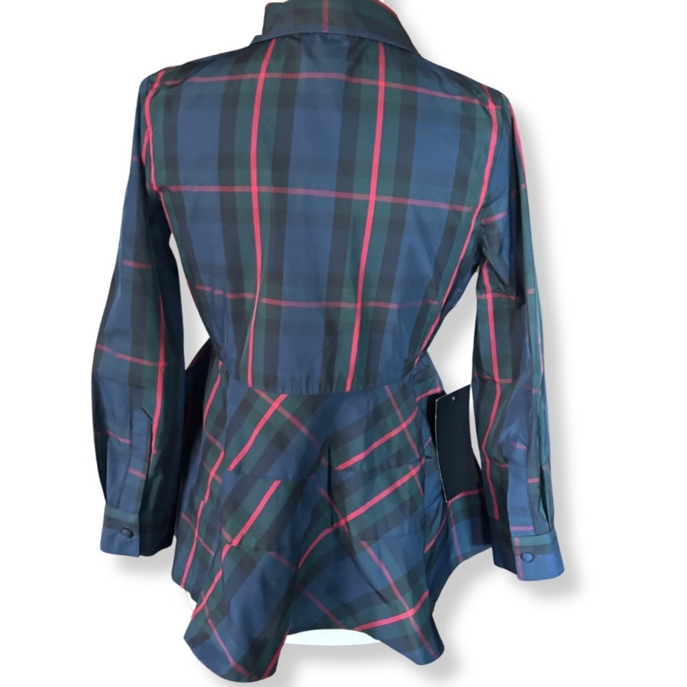 NWT Tuckernut Pomander Place Fraser Plaid Ashlen Top Peplum Blouse XS - Picture 2 of 7